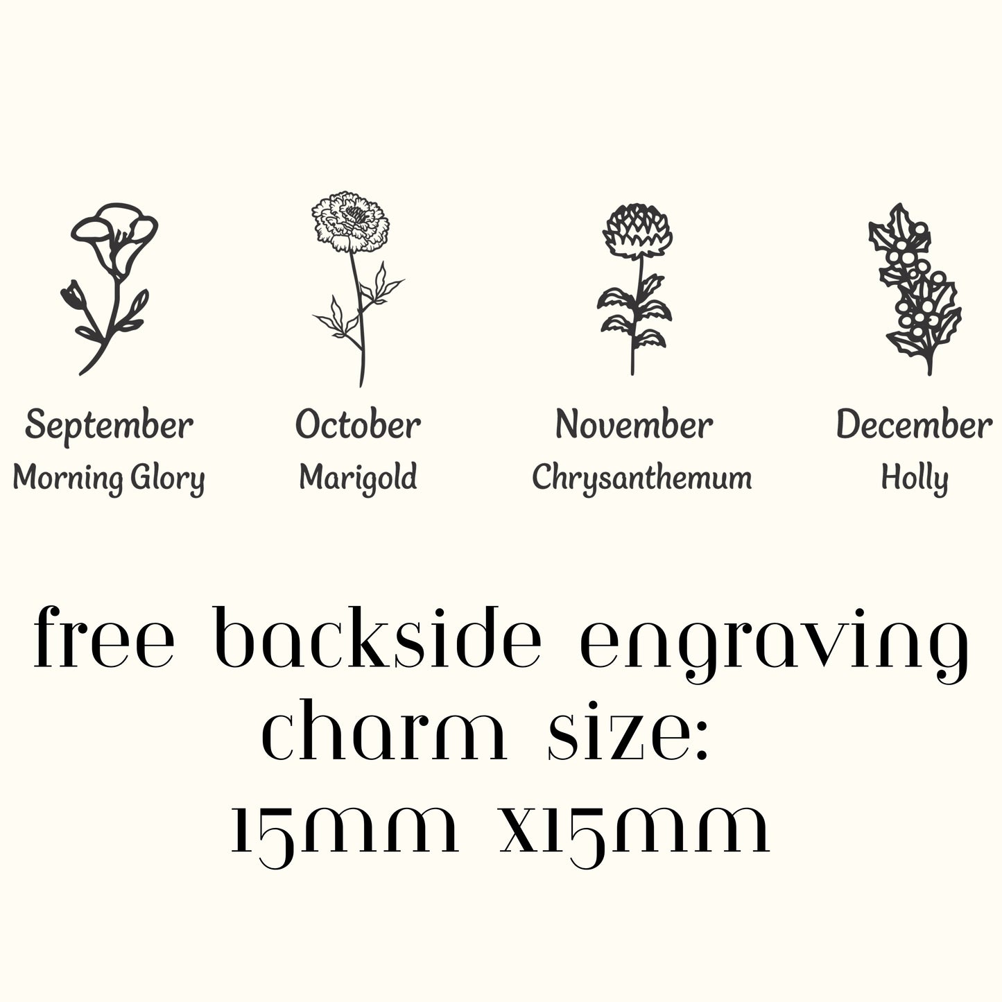 Birth Month Flower Engraved Necklace