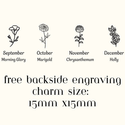 Birth Month Flower Engraved Necklace