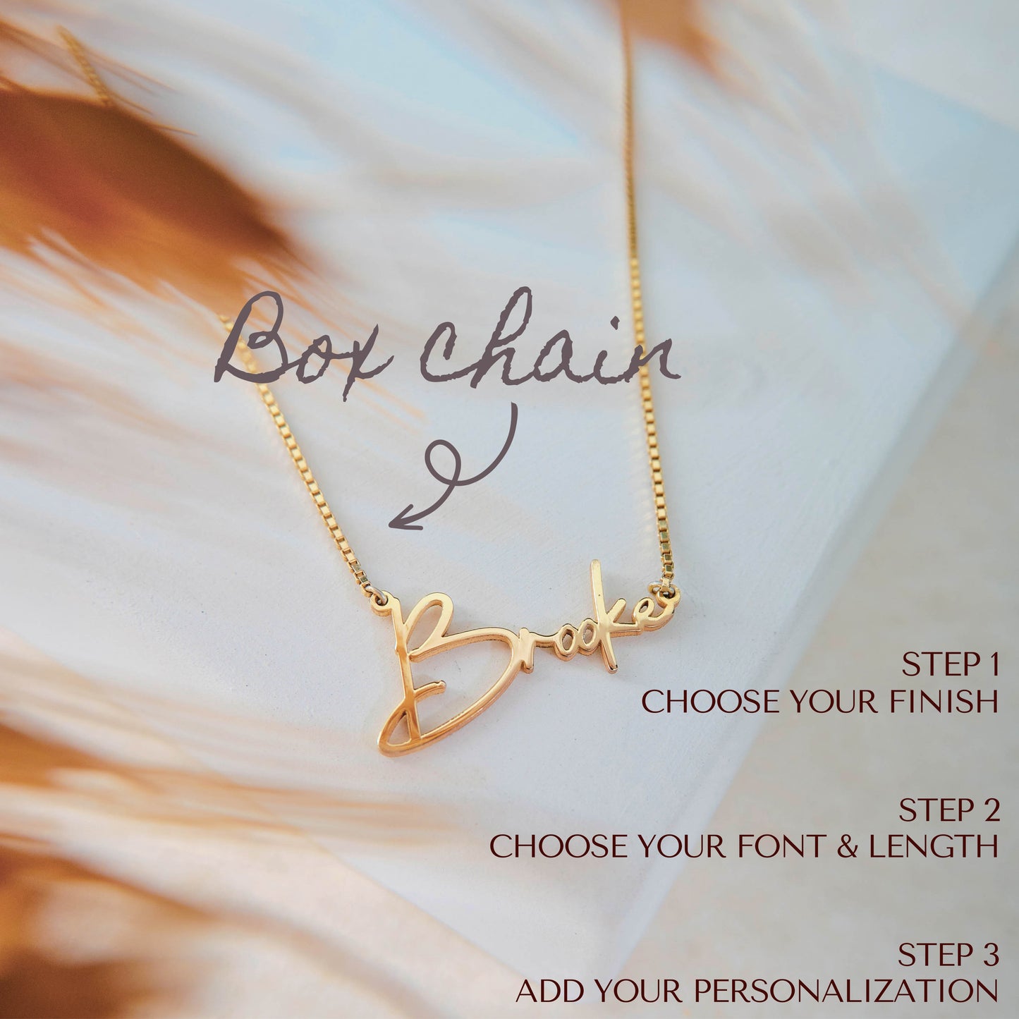 14K Gold Name Necklace with Box Chain