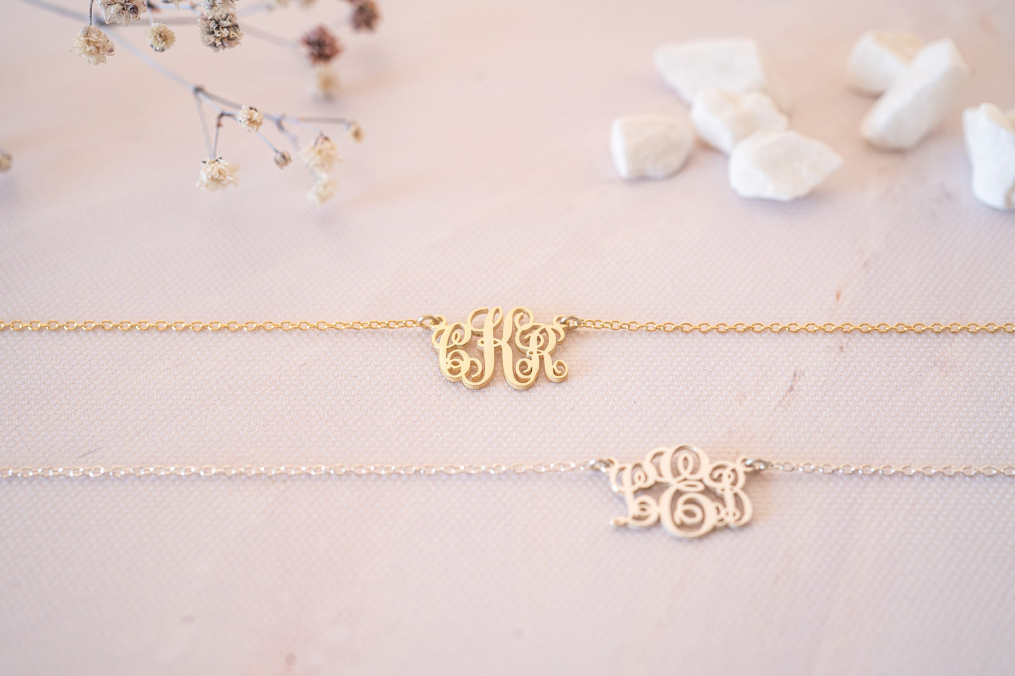 Dainty Initial Necklace with Family Name
