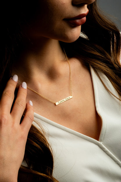 Personalized Gold and Rose Gold Bar Necklace
