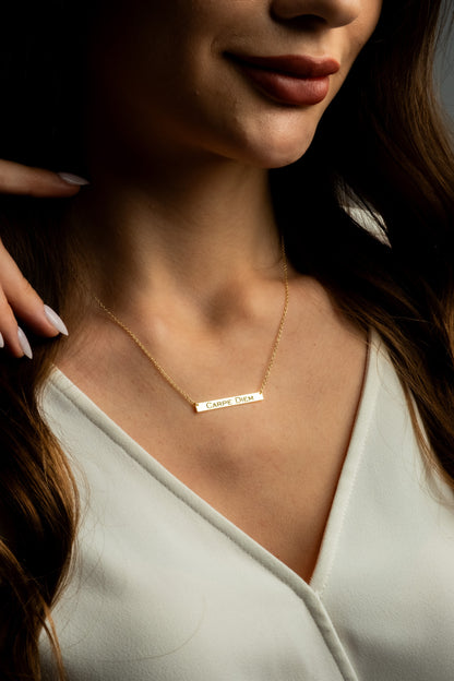 Personalized Gold and Rose Gold Bar Necklace