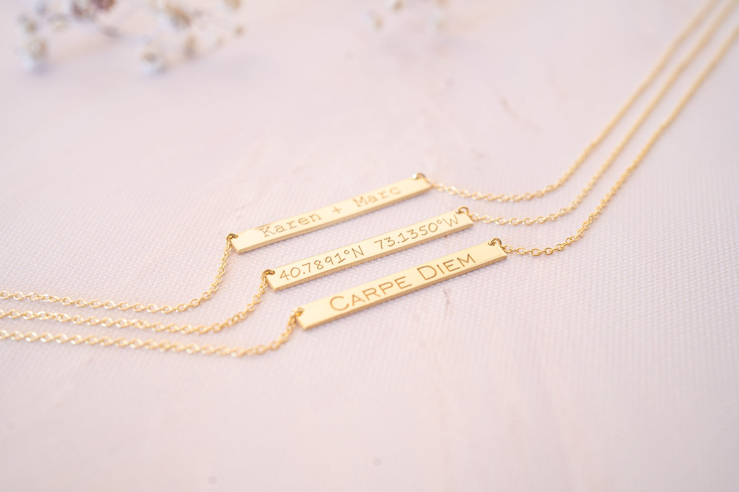 Personalized Gold and Rose Gold Bar Necklace