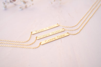 Personalized Gold and Rose Gold Bar Necklace