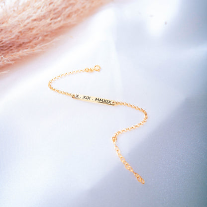 Gold Bar Custom Name Bracelet