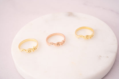 10k Solid Gold Zodiac Astrology Ring
