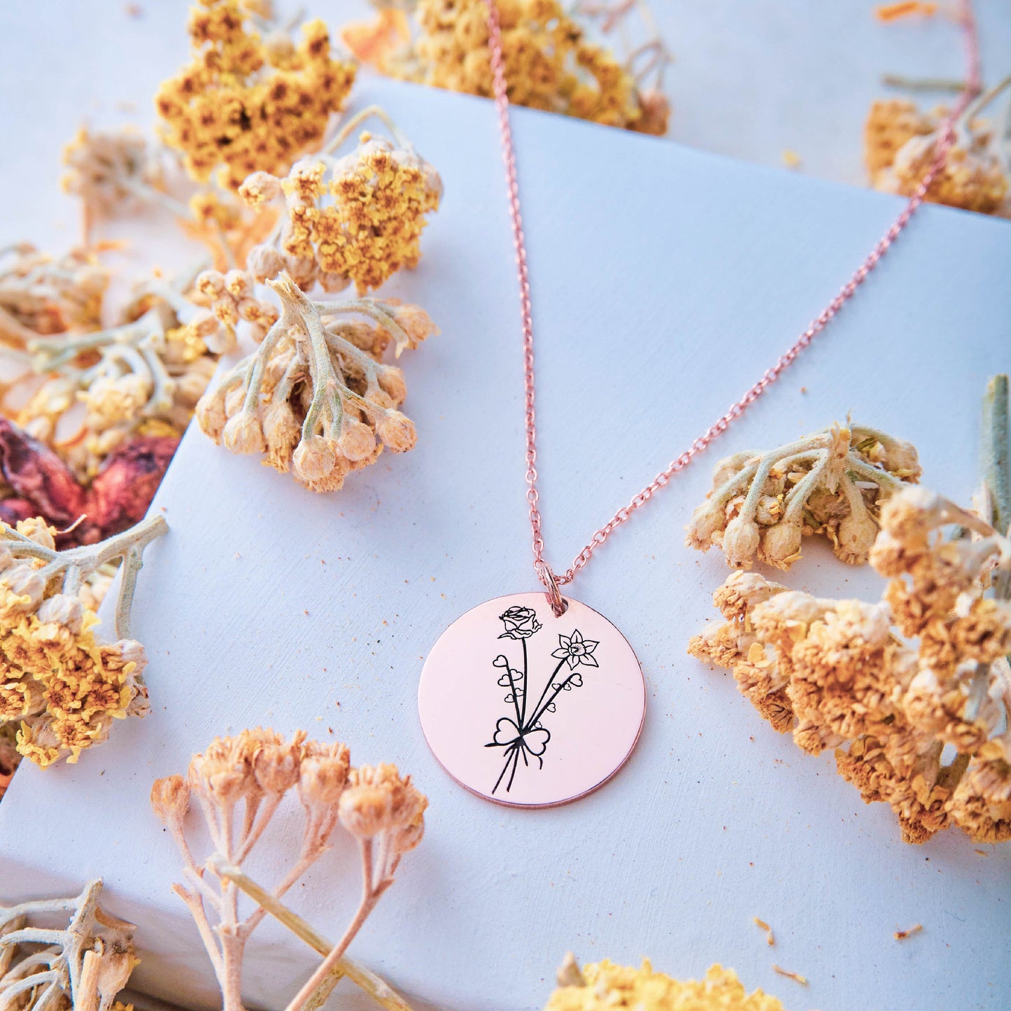 Birth Flower Name Necklace Mothers Day Gift