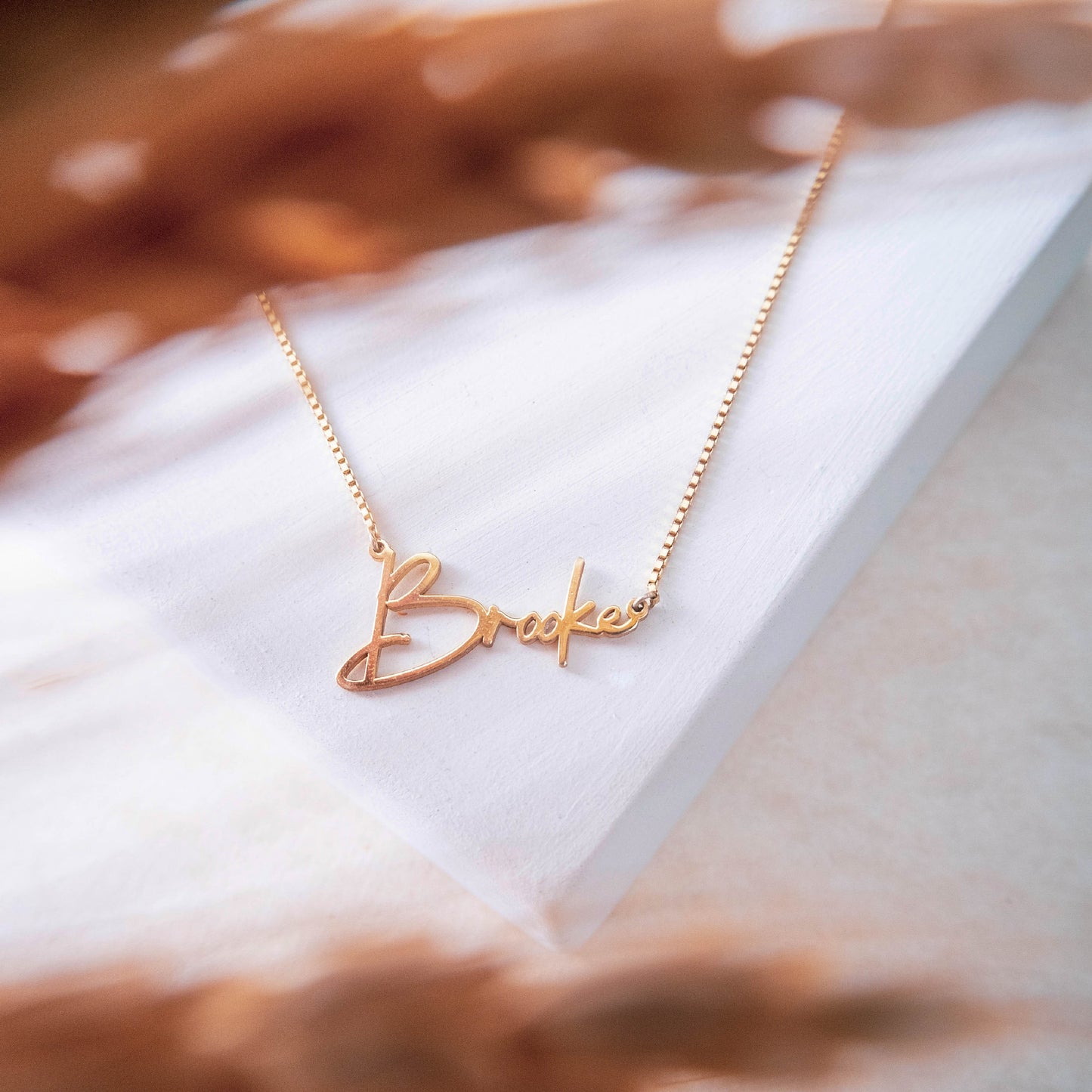 14K Gold Name Necklace with Box Chain