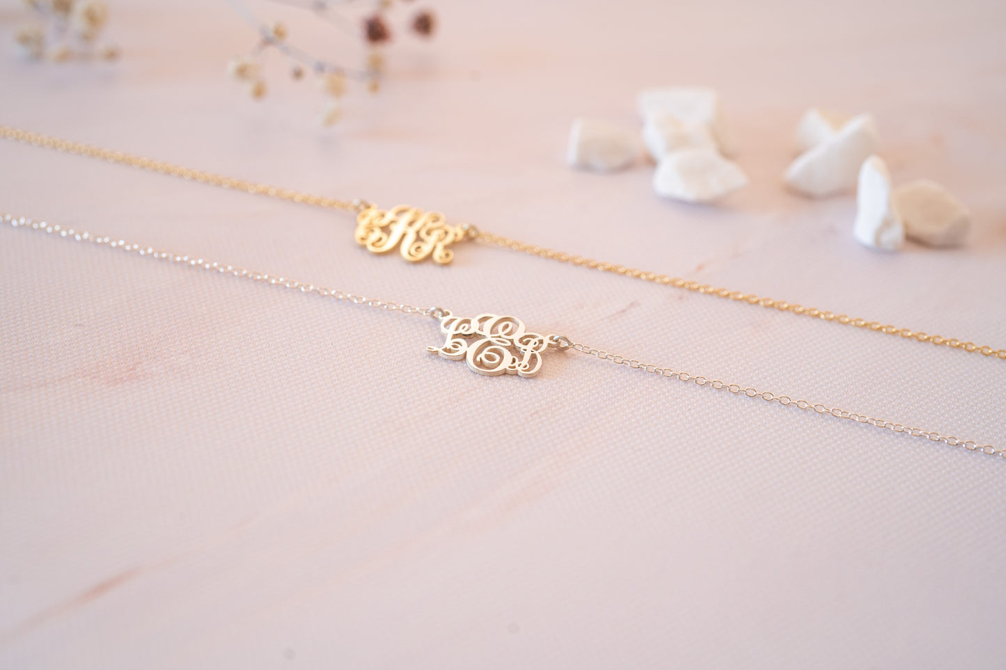 Dainty Initial Necklace with Family Name