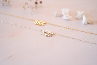 Dainty Initial Necklace with Family Name