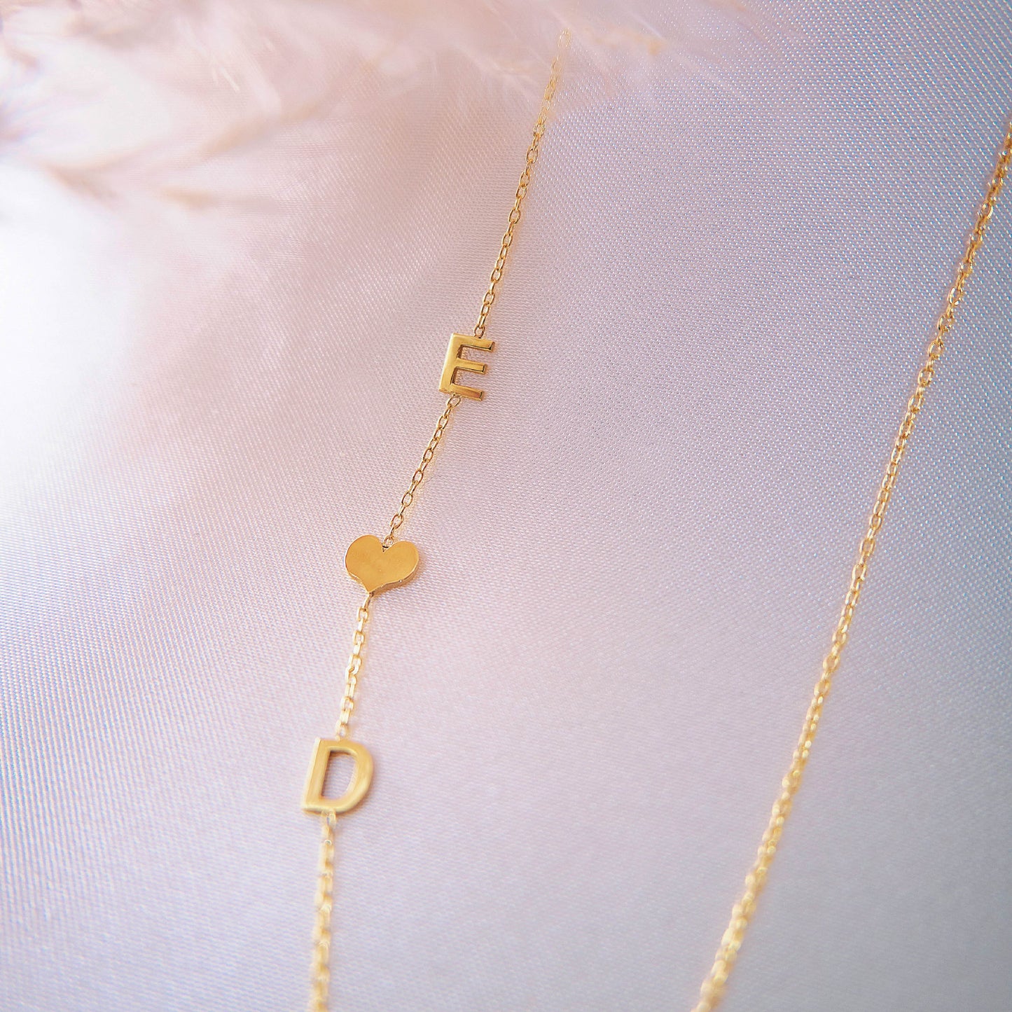 14k Gold Sideways Initial Personalized and Dainty Mama