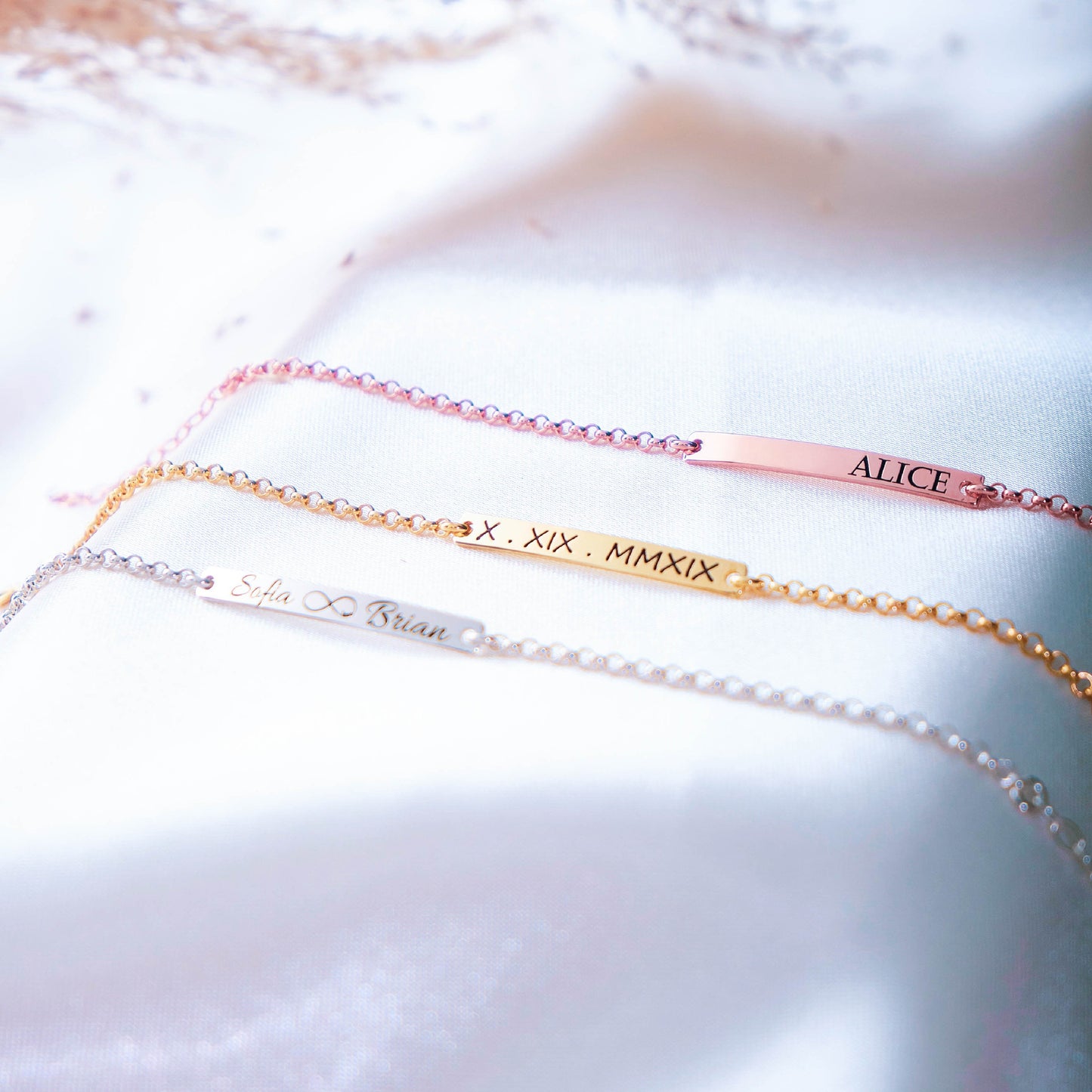 Gold Bar Custom Name Bracelet