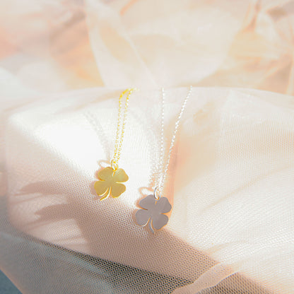 Four Leaf Shamrock Clover Necklace and Gold Clover