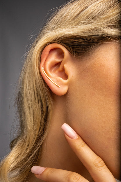 Minimalist Gold Filled Ear Climber Earrings and Silver