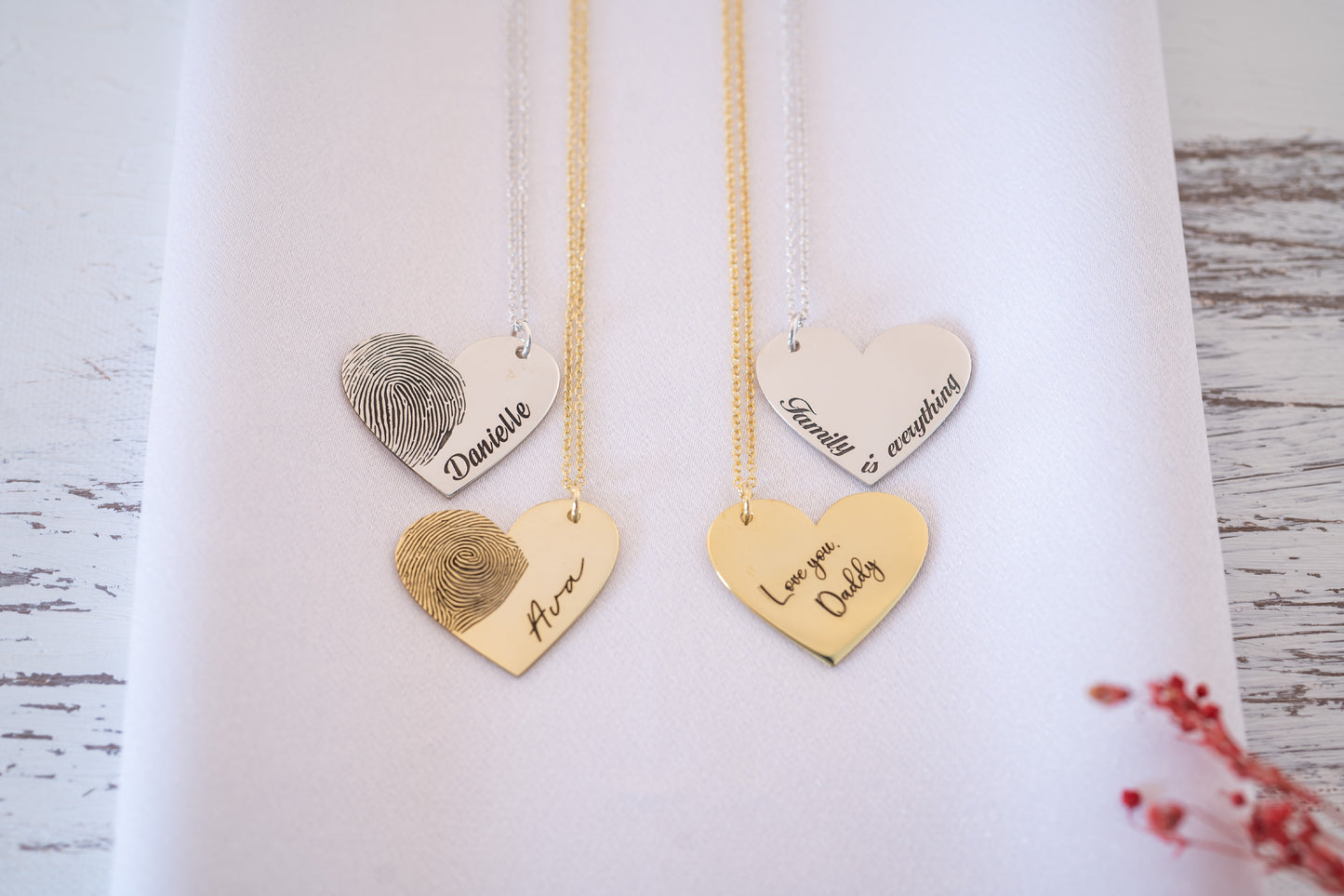 Personalized Fingerprint and Handwriting Necklace