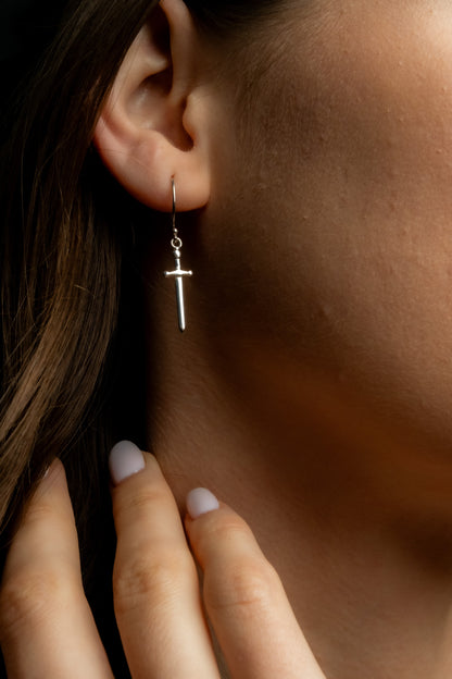 Sword and Dagger Earrings in Silver and Gold