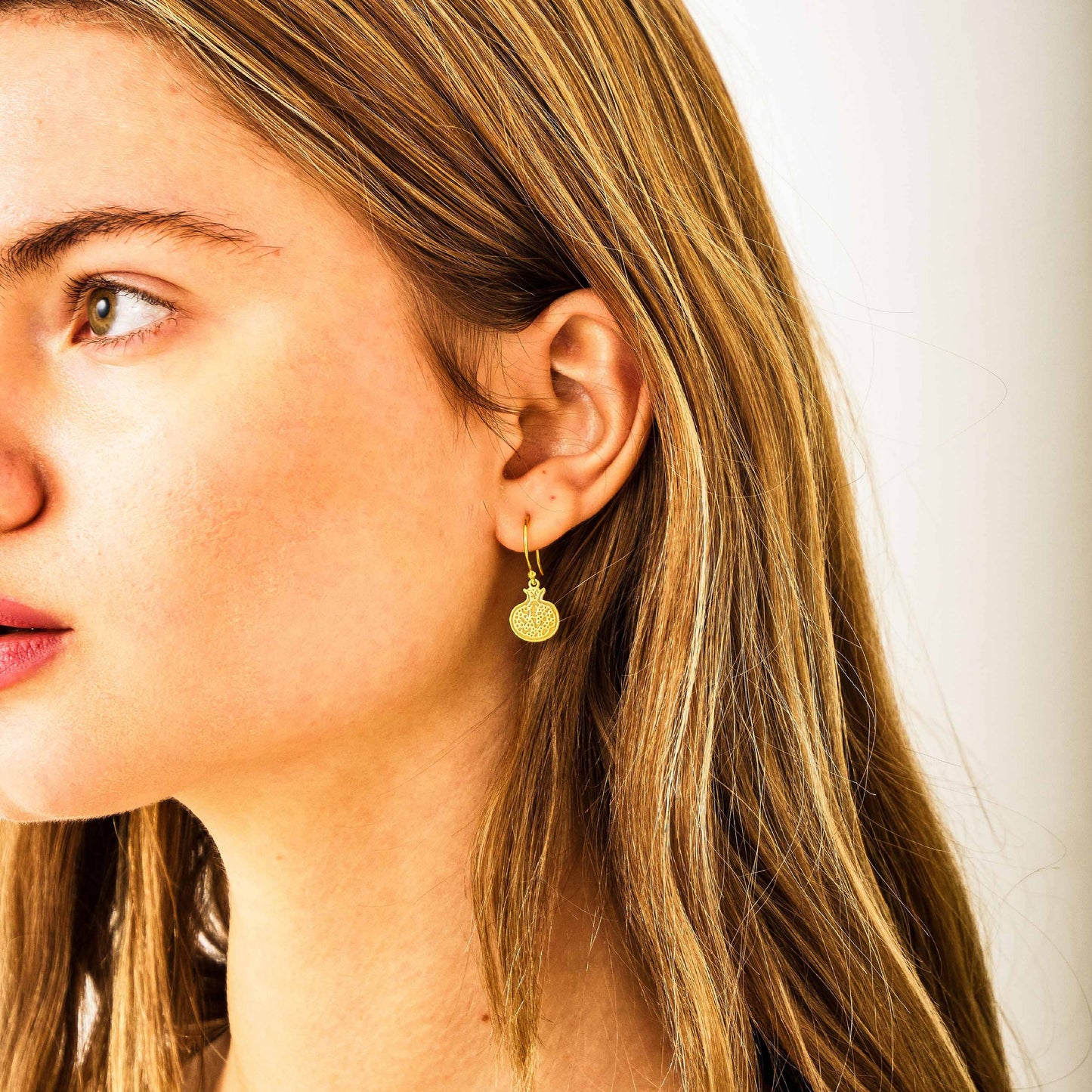 Pomegranate Earrings Jewelry and Gold Fruit Food Dangle