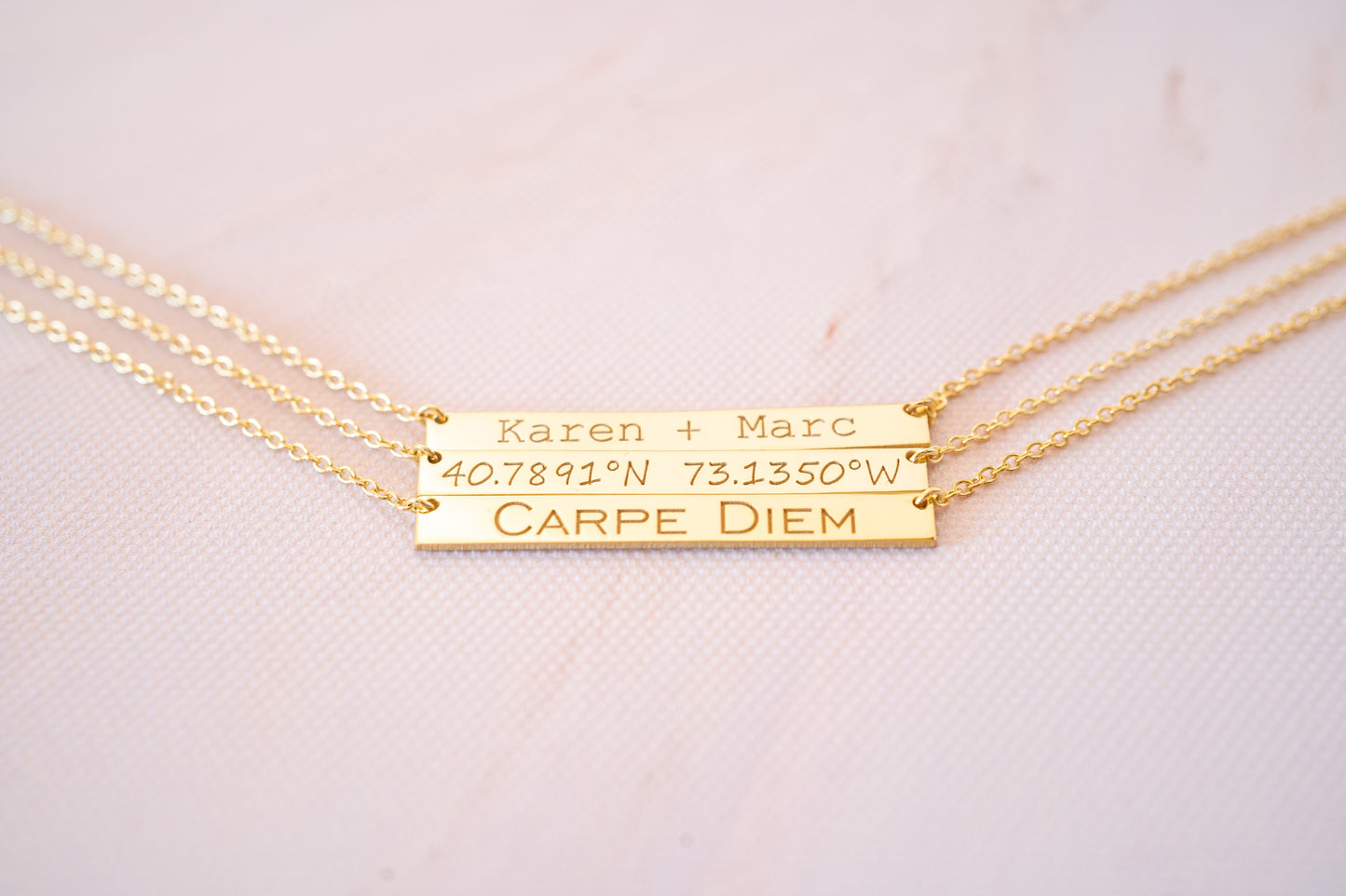 Personalized Gold and Rose Gold Bar Necklace