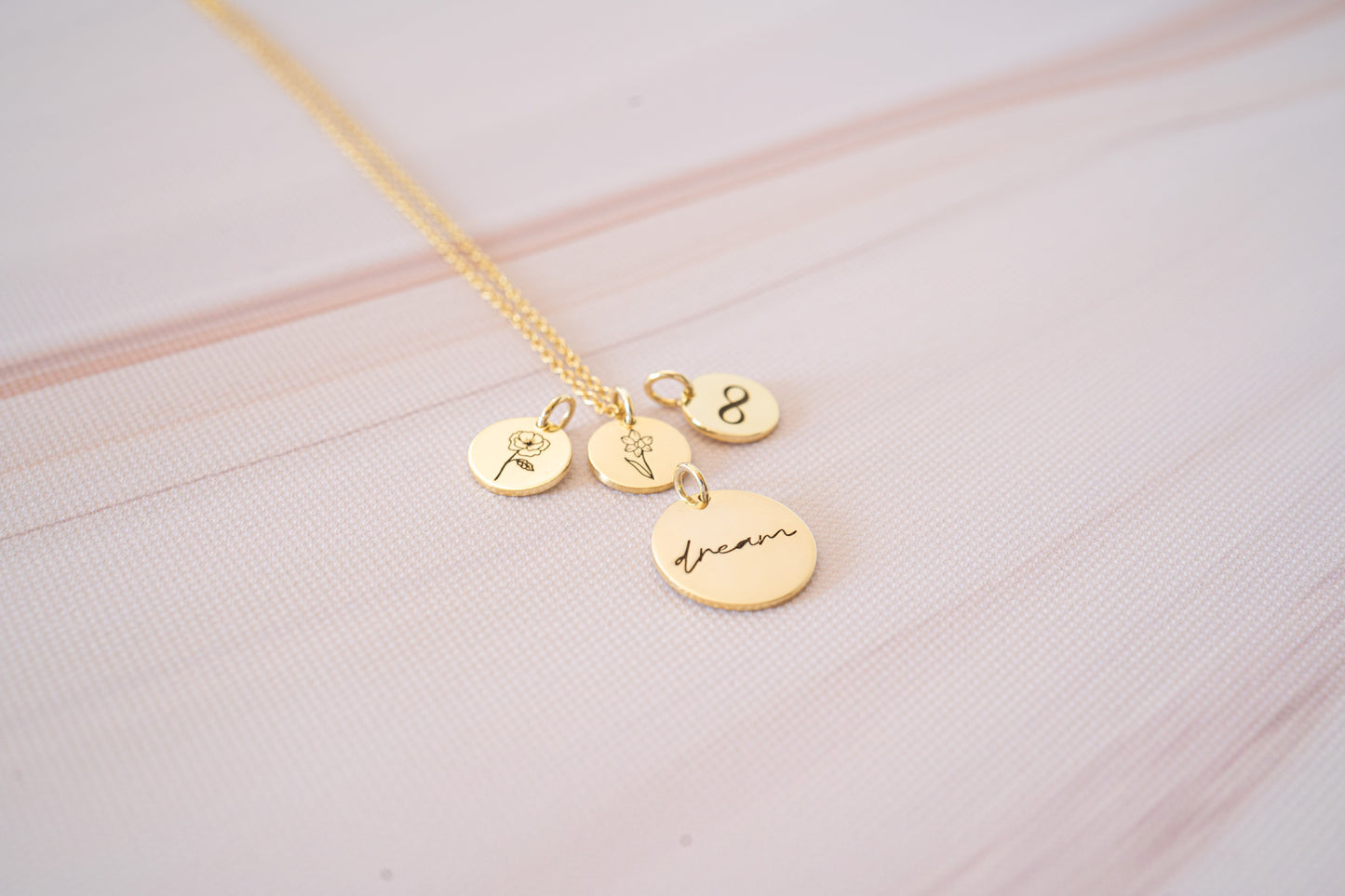 Custom Birth Flower Necklace with Initial and Lily