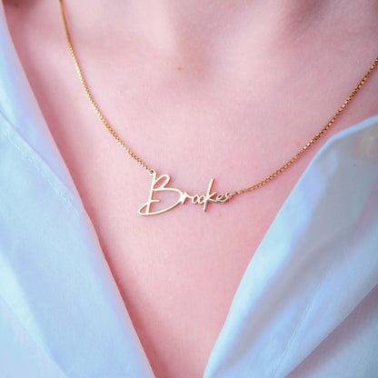 14K Gold Name Necklace with Box Chain