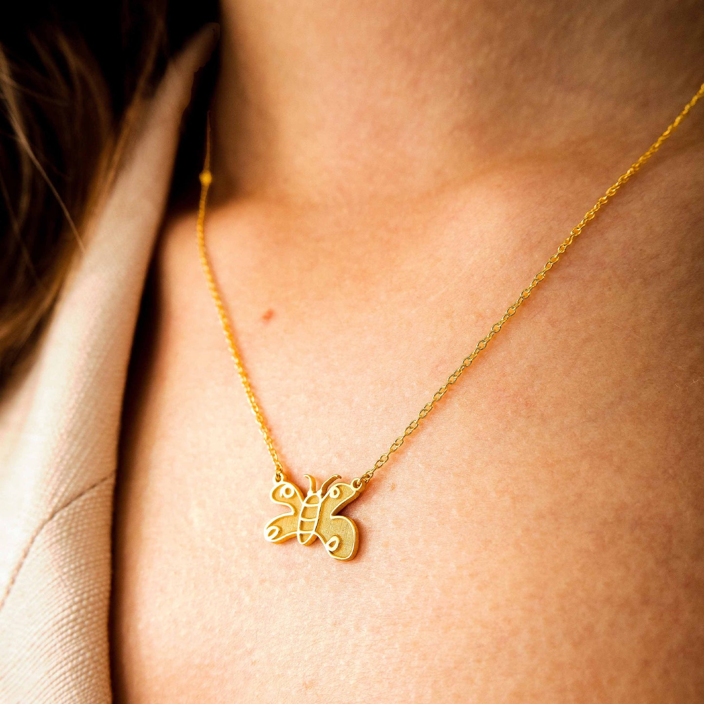 Actual Kids Drawing Necklace and Handwritten Gold Necklace