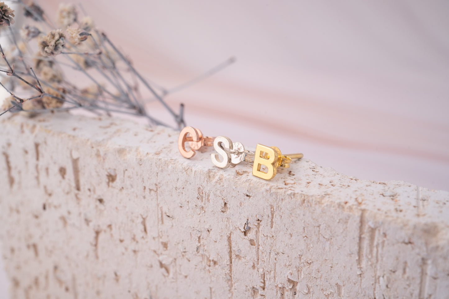 Delicate Gold Initial Earrings and Alphabet Letter Studs