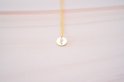 Custom Birth Flower Necklace with Initial and Lily