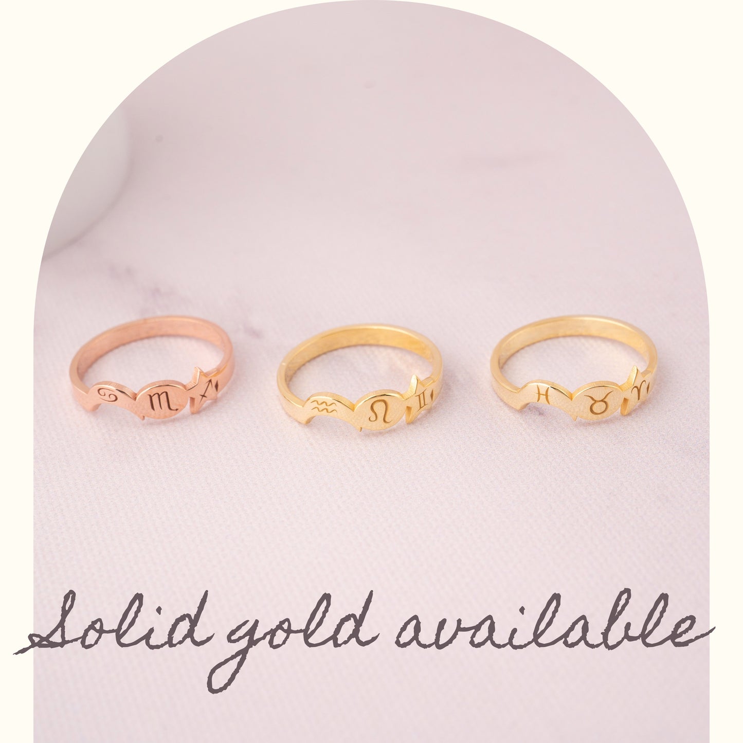10k Solid Gold Zodiac Astrology Ring