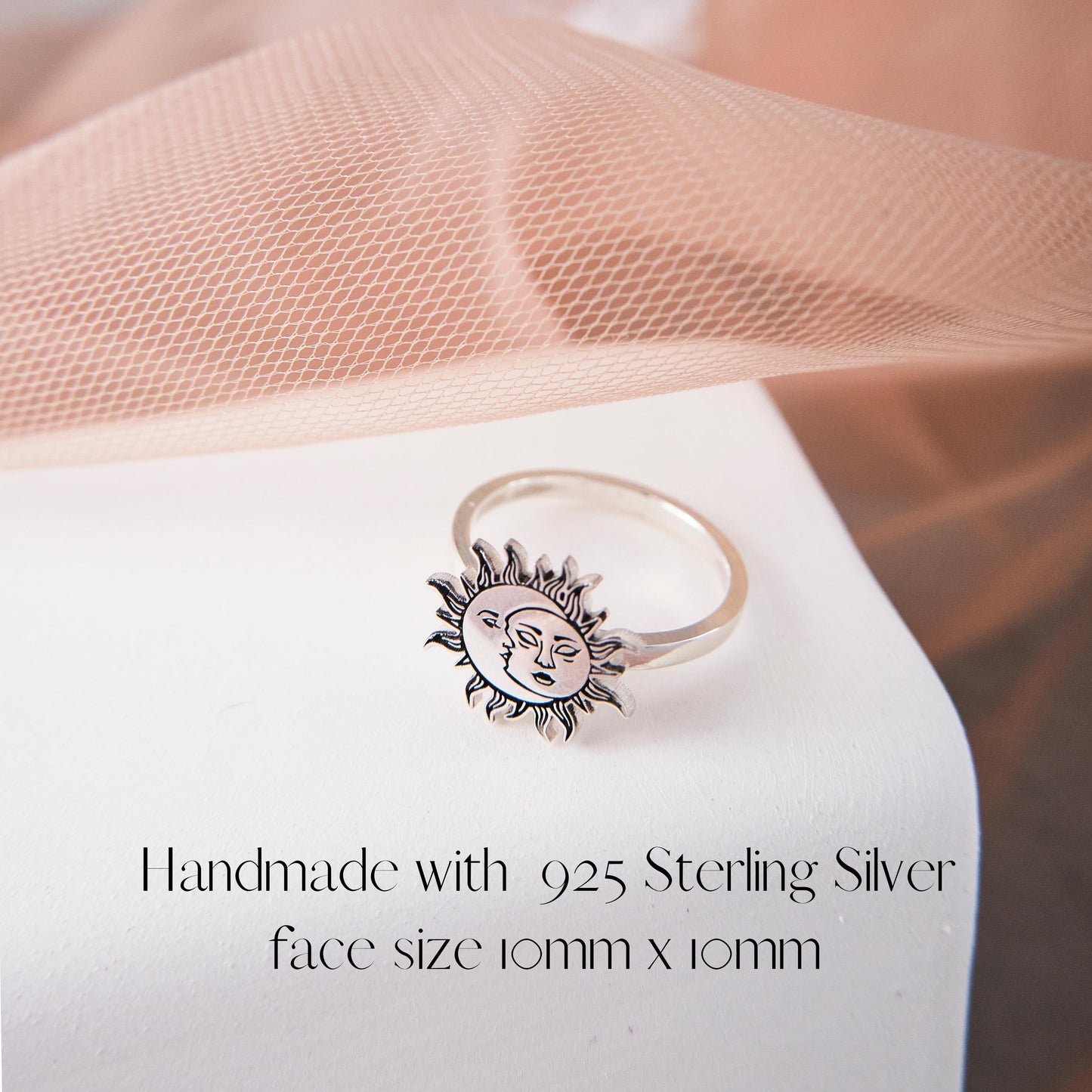 Sun and Moon Ring with Moon Face