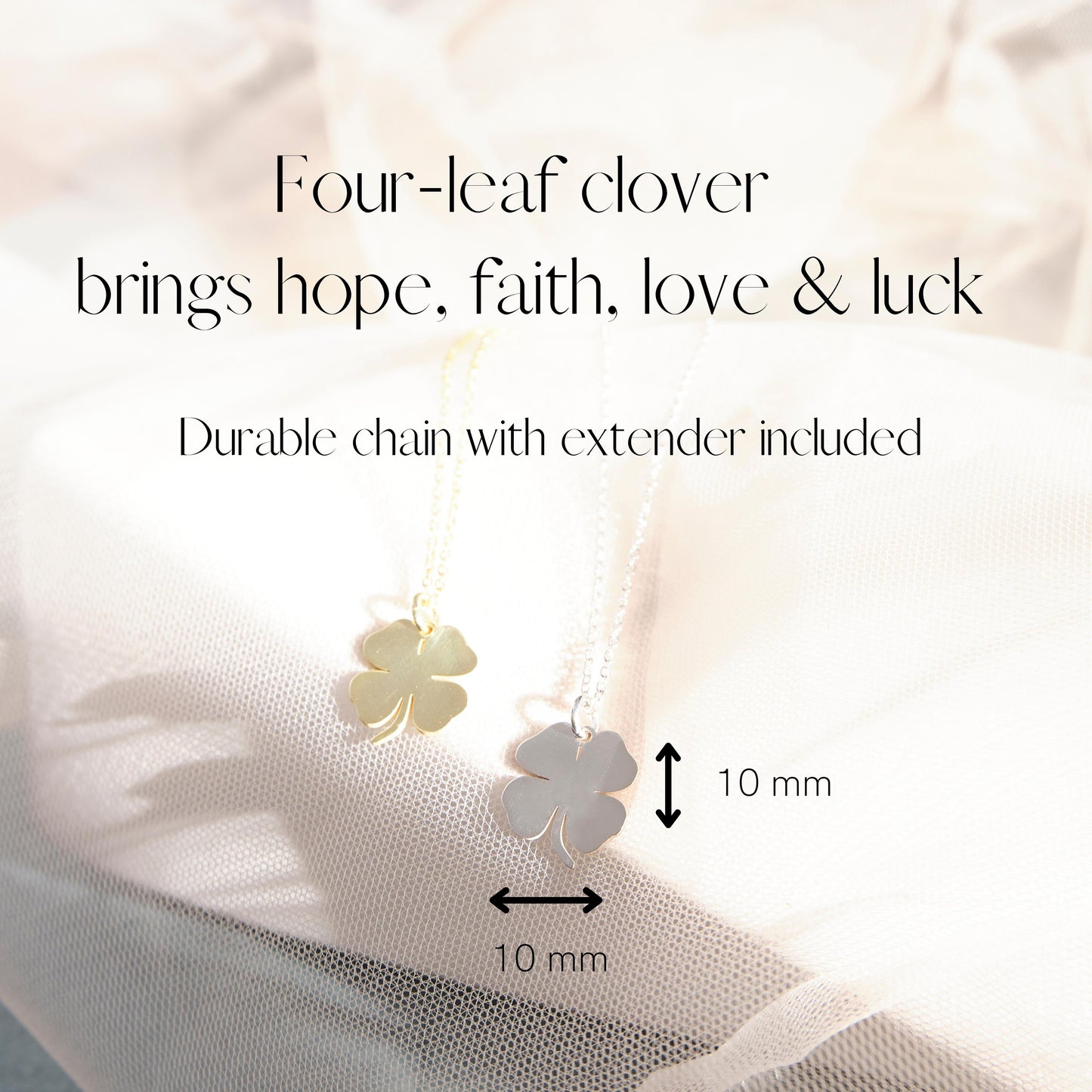 Four Leaf Shamrock Clover Necklace and Gold Clover