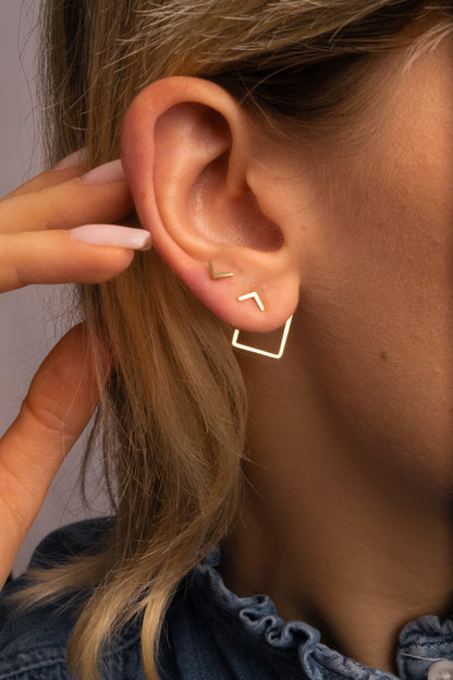 Minimalist Gold Earrings Set with Flat Back Studs