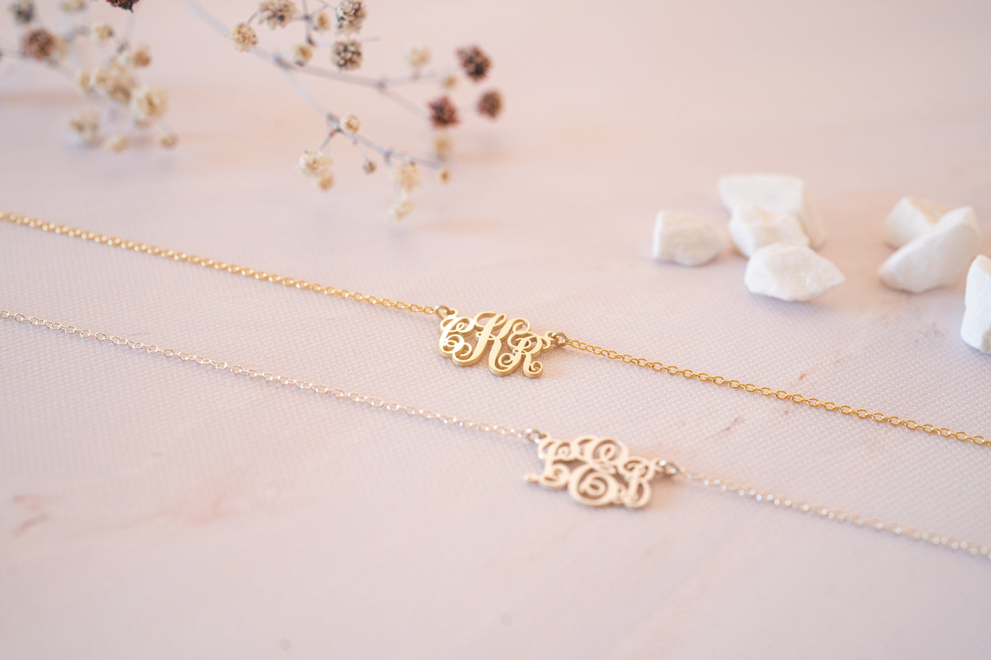 Dainty Initial Necklace with Family Name