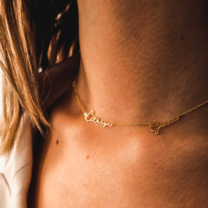 Personalized Multiple Name Necklace Gold