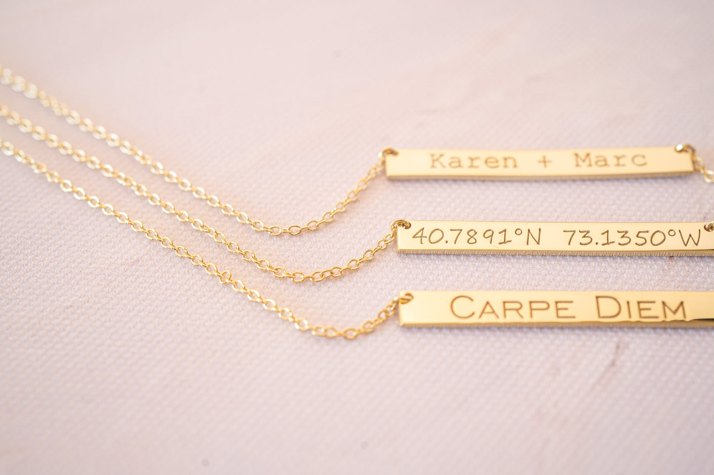 Personalized Gold and Rose Gold Bar Necklace