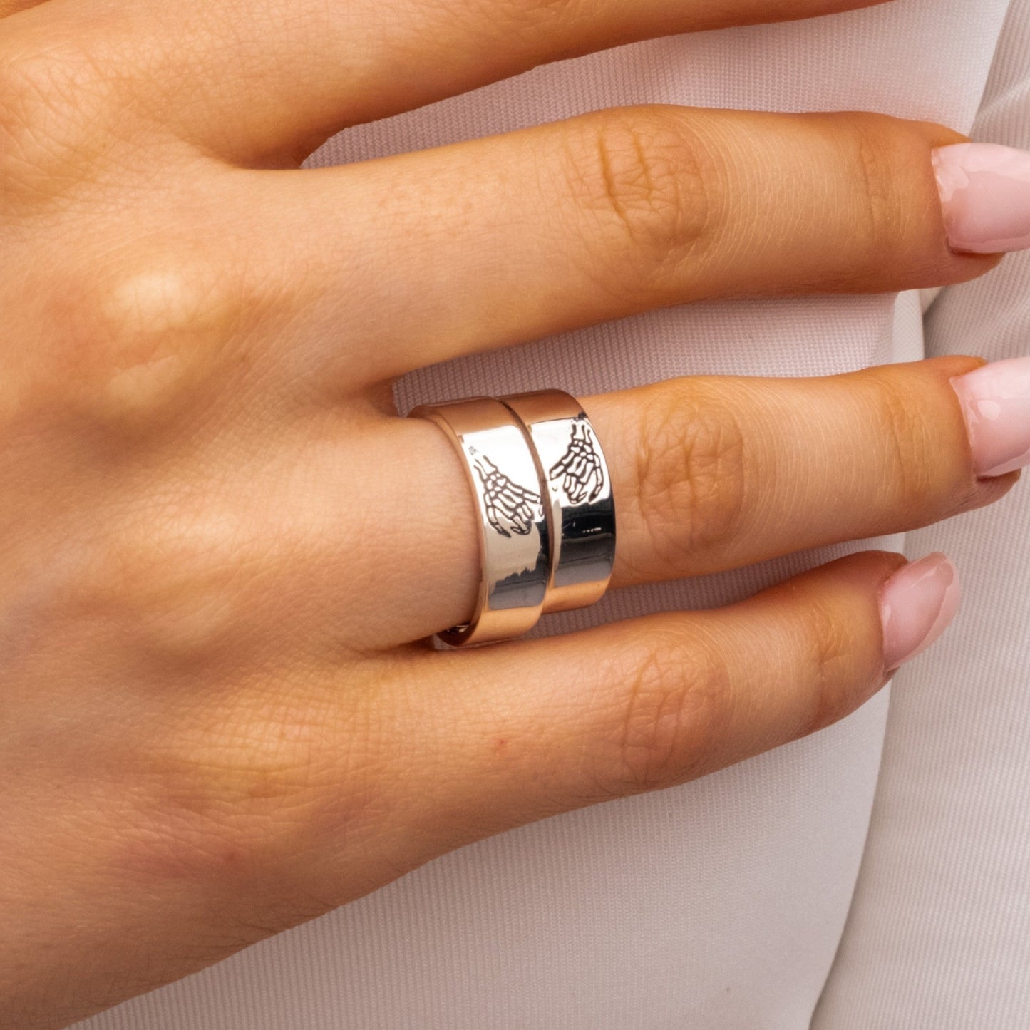 Pinky Promise Matching Gold and Silver Rings