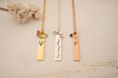 Birthstone Flower Necklace