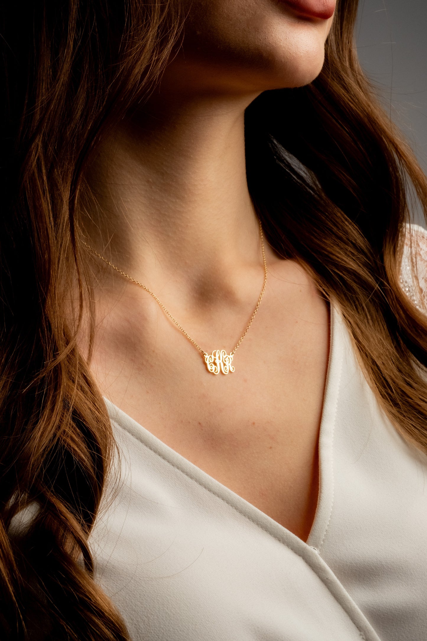 Dainty Initial Necklace with Family Name