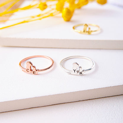 Cat and Dog Dainty Initial Ring Pet Memorial