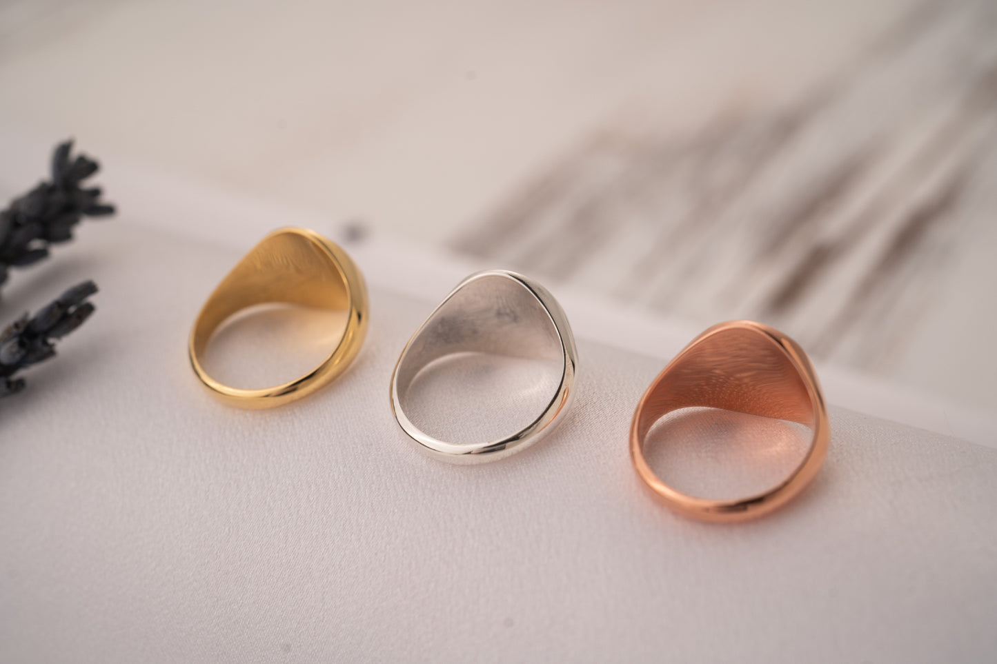 Custom Gold Signet Ring with Birth Flower
