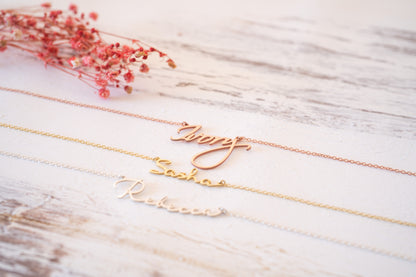 Solid Gold Name Necklace Personalized for Summer Jewelry